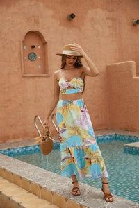 Tropical Two Piece Long Skirt Set - Jessiz Boutique