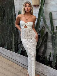 Tube Top Mesh Hollow Knitted Dress - Jessiz Boutique