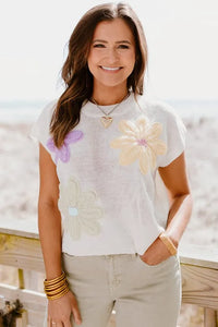 Women Floral Print Flower Short Sleeve Tops - Jessiz Boutique
