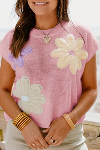 Women Floral Print Flower Short Sleeve Tops - Jessiz Boutique