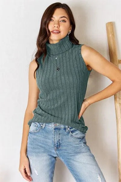 Basic Bae Ribbed Turtleneck Tank - Jessiz Boutique
