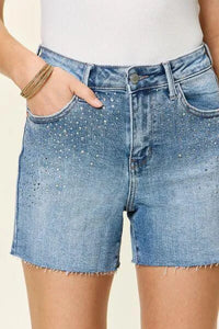 Judy Blue High Waist Rhinestone Decor Denim Shorts - Jessiz Boutique
