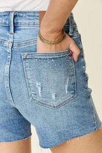 Judy Blue High Waist Rhinestone Decor Denim Shorts - Jessiz Boutique