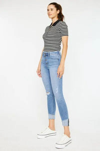 Kancan Distressed Cat's Whiskers Button Fly Jeans - Jessiz Boutique