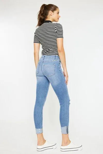 Kancan Distressed Cat's Whiskers Button Fly Jeans - Jessiz Boutique