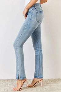 Kancan Mid Rise Y2K Slit Bootcut Jeans - Jessiz Boutique