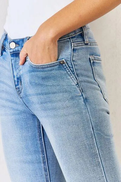Kancan Mid Rise Y2K Slit Bootcut Jeans - Jessiz Boutique