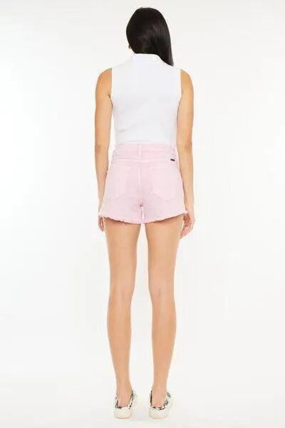 Kancan Raw Hem High Waist Denim Pink Shorts - Jessiz Boutique