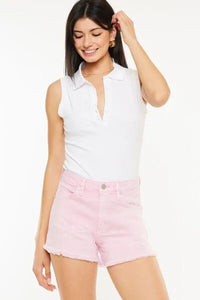 Kancan Raw Hem High Waist Denim Pink Shorts - Jessiz Boutique