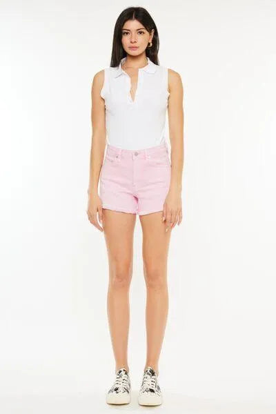 Kancan Raw Hem High Waist Denim Pink Shorts - Jessiz Boutique