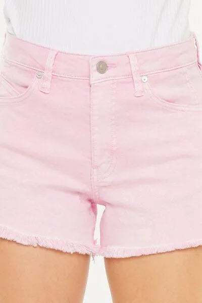 Kancan Raw Hem High Waist Denim Pink Shorts - Jessiz Boutique
