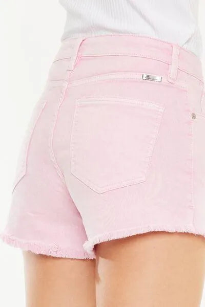 Kancan Raw Hem High Waist Denim Pink Shorts - Jessiz Boutique