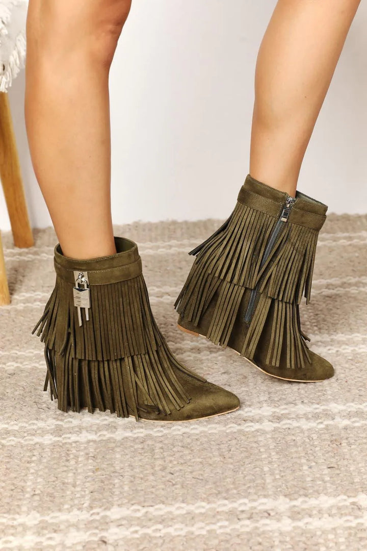 Legend Tassel Wedge Heel Booties - Jessiz Boutique