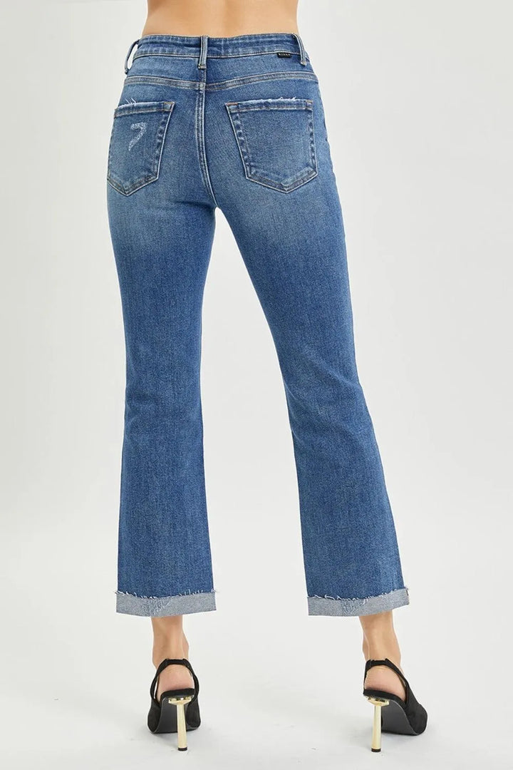 RISEN Button Fly Cropped Bootcut Jeans - Jessiz Boutique