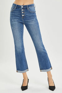 RISEN Button Fly Cropped Bootcut Jeans - Jessiz Boutique