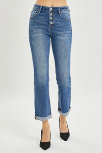 RISEN Button Fly Cropped Bootcut Jeans - Jessiz Boutique