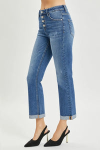 RISEN Button Fly Cropped Bootcut Jeans - Jessiz Boutique