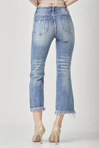 RISEN High Waist Distressed Cropped Bootcut Jeans - Jessiz Boutique