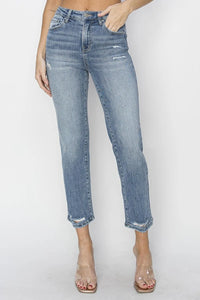 RISEN High Waist Distressed Cropped Jeans - Jessiz Boutique
