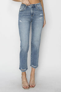 RISEN High Waist Distressed Cropped Jeans - Jessiz Boutique