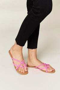 WILD DIVA Crisscross PU Leather Open Toe Sandals - Jessiz Boutique