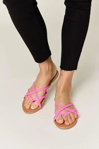 WILD DIVA Crisscross PU Leather Open Toe Sandals - Jessiz Boutique