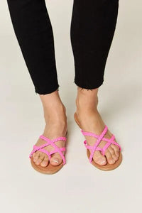 WILD DIVA Crisscross PU Leather Open Toe Sandals - Jessiz Boutique