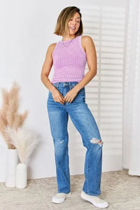 Zenana Ribbed Washed Round Neck Tank - Jessiz Boutique