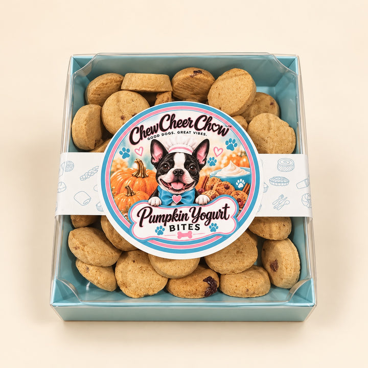Chew Cheer Chow Pumpkin Yogurt Bites 8 oz front packaging