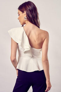 One Shoulder Ruffle Peplum Top - Jessiz Boutique