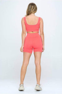 2 piece Seamless Ribbed Tank Top Biker Shorts - Jessiz Boutique