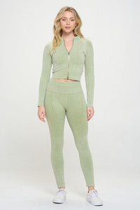 Ribbed Knit Tracksuit Two-Piece Set