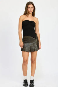 Leather Pleated Skirt