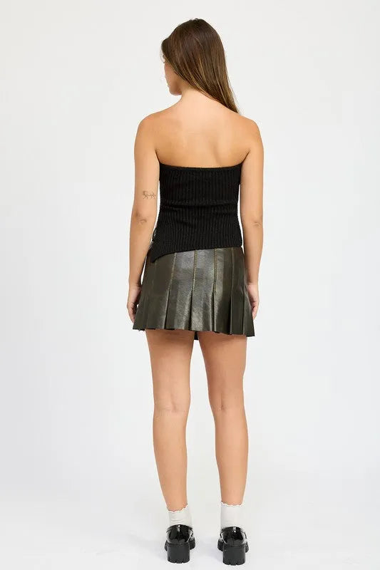 Leather Pleated Skirt