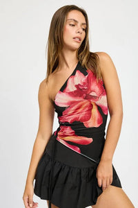 One Shoulder Side Ruched Top