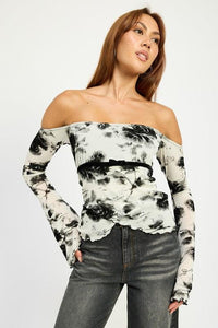 Off Shoulder Blouse with Lettuce Hem