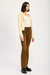 Lace Up Suede Flared Pants