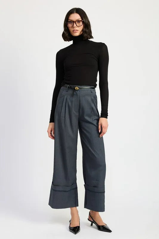 Fold Over Pleated Pants