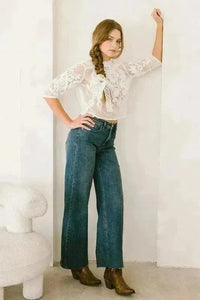 TUMMY CONTROL HIGH RISE CUFFED A WIDE LEG JEANS