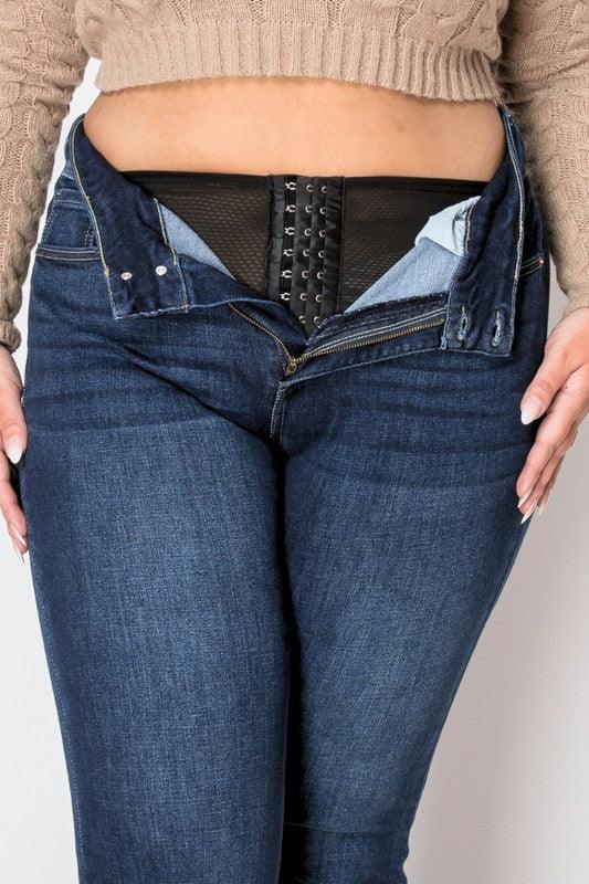 Plus Size Corset Jeans High Rise Double Waist Bootcut