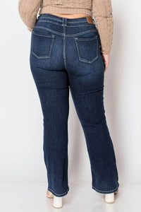 Plus Size Corset Jeans High Rise Double Waist Bootcut