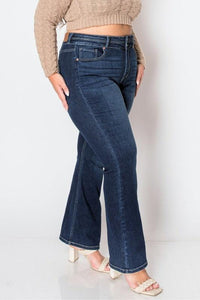 Plus Size Corset Jeans High Rise Double Waist Bootcut