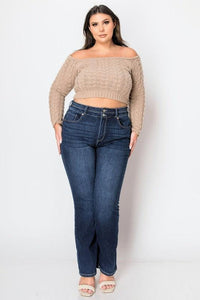 Plus Size Corset Jeans High Rise Double Waist Bootcut