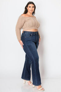 Plus Size Corset Jeans High Rise Double Waist Bootcut