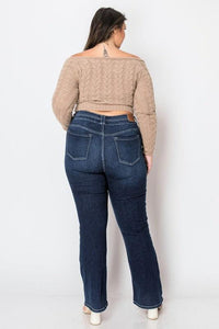 Plus Size Corset Jeans High Rise Double Waist Bootcut