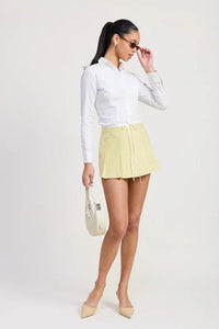 Contrasted Waist Band Pleated Skort