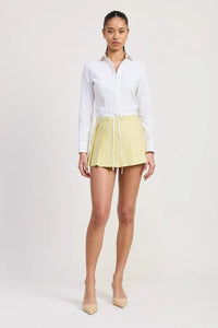 Contrasted Waist Band Pleated Skort