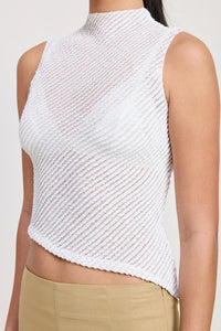 Sleeveless Asymmetrical High Neck Top