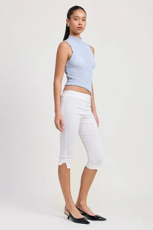 Sleeveless Asymmetrical High Neck Top