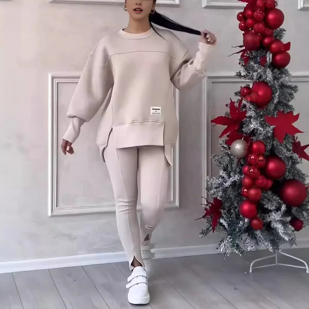 Women's Long-sleeved Sweater with Leggings Set